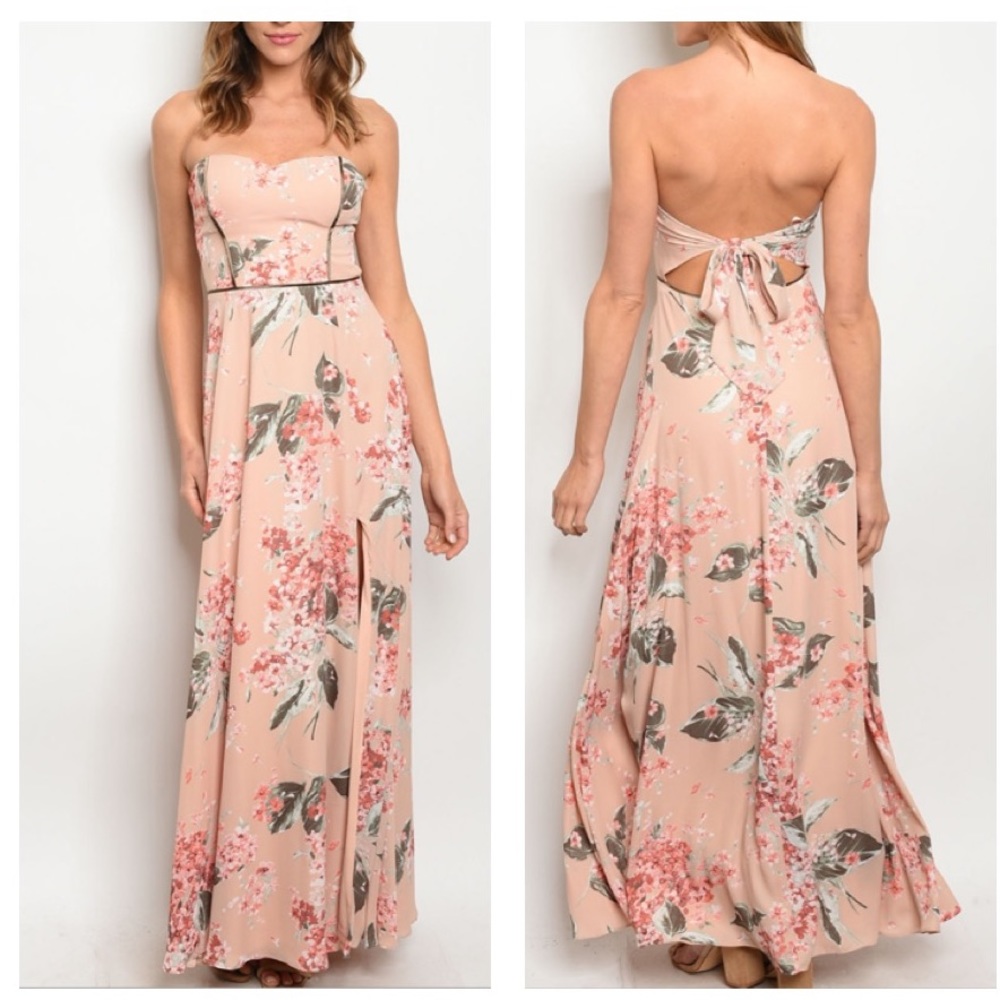LAST S❤️Blush strapless floral dress - Picture 4 of 9